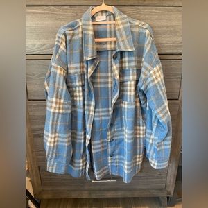 Pink Lily blue, brown, burnt orange shacket 2x